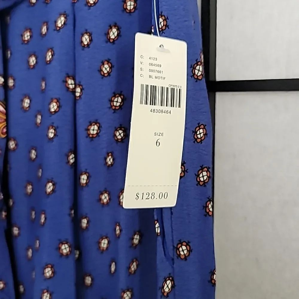 Anthropologie Wide Leg Palazzo Pants Size 6 Blue Print Resort Vaca - Picture 6 of 8
